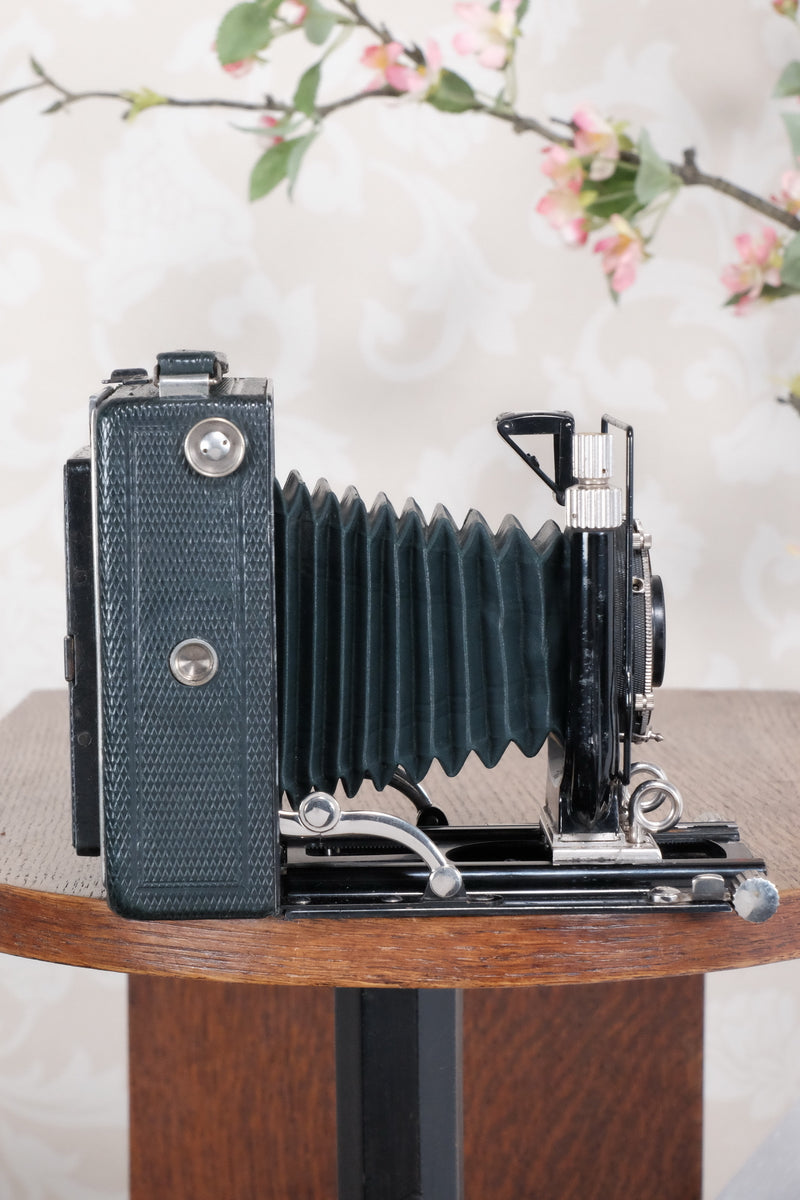 1934 Green Voigtlander Bergheil Camera with Heliar lens and roll film back! Freshly serviced, CLA'd! - Voigtlander- Petrakla Classic Cameras