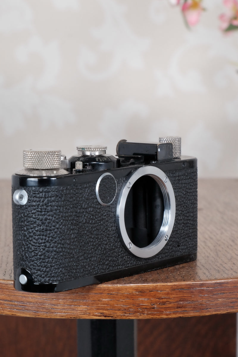 Superb! 1932 Leitz Black Leica I Standard, Freshly Serviced CLA'd! - Leitz- Petrakla Classic Cameras