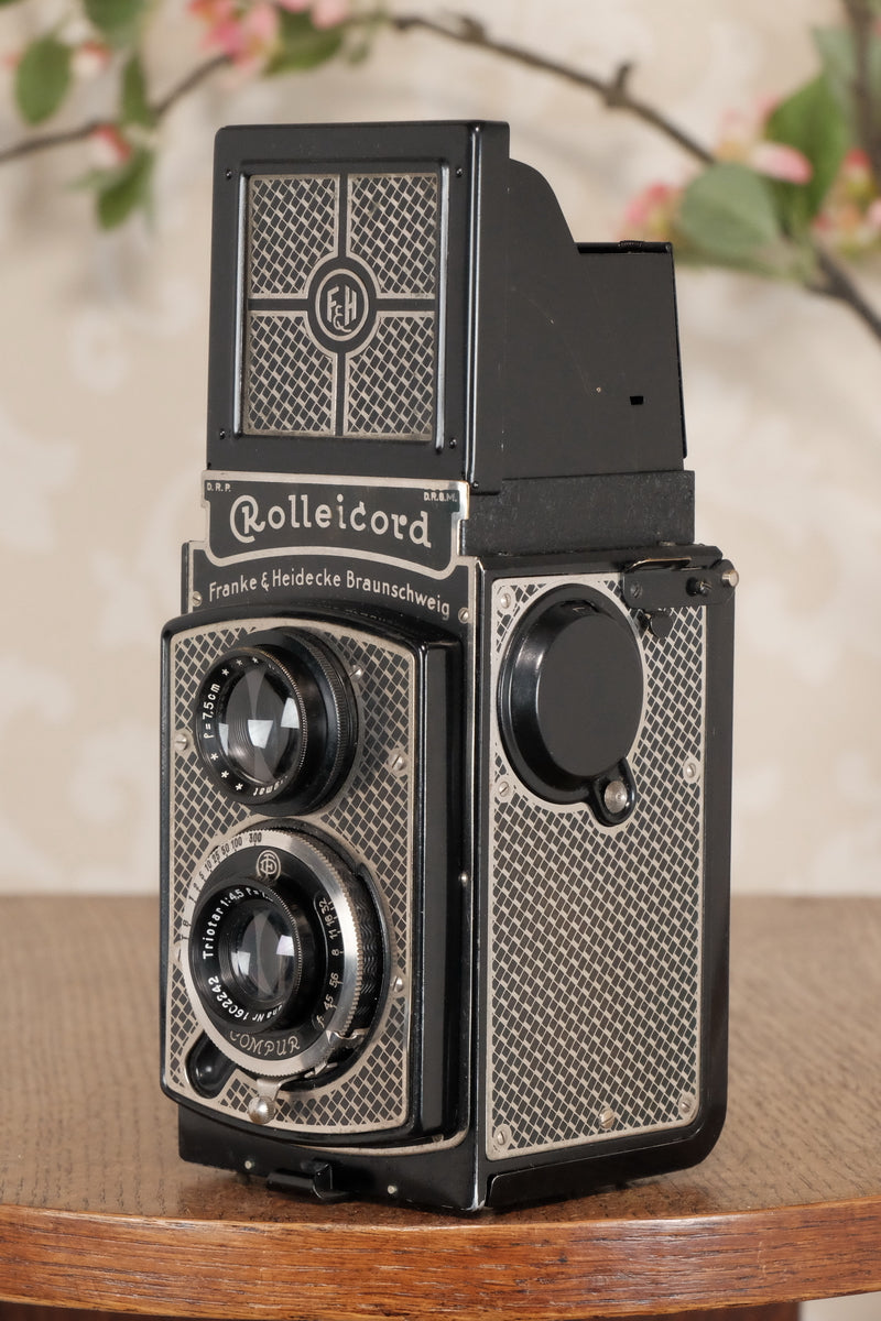 Superb! 1935 Art-Deco Nickel-plated Rolleicord CLA’d, Freshley Serviced! - Frank & Heidecke- Petrakla Classic Cameras