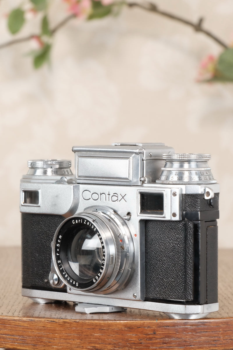 1937 Zeiss Ikon Contax, 35mm coupled rangefinder, with Sonnar lens, CLA'd, Freshly Serviced! - Zeiss-Ikon- Petrakla Classic Cameras