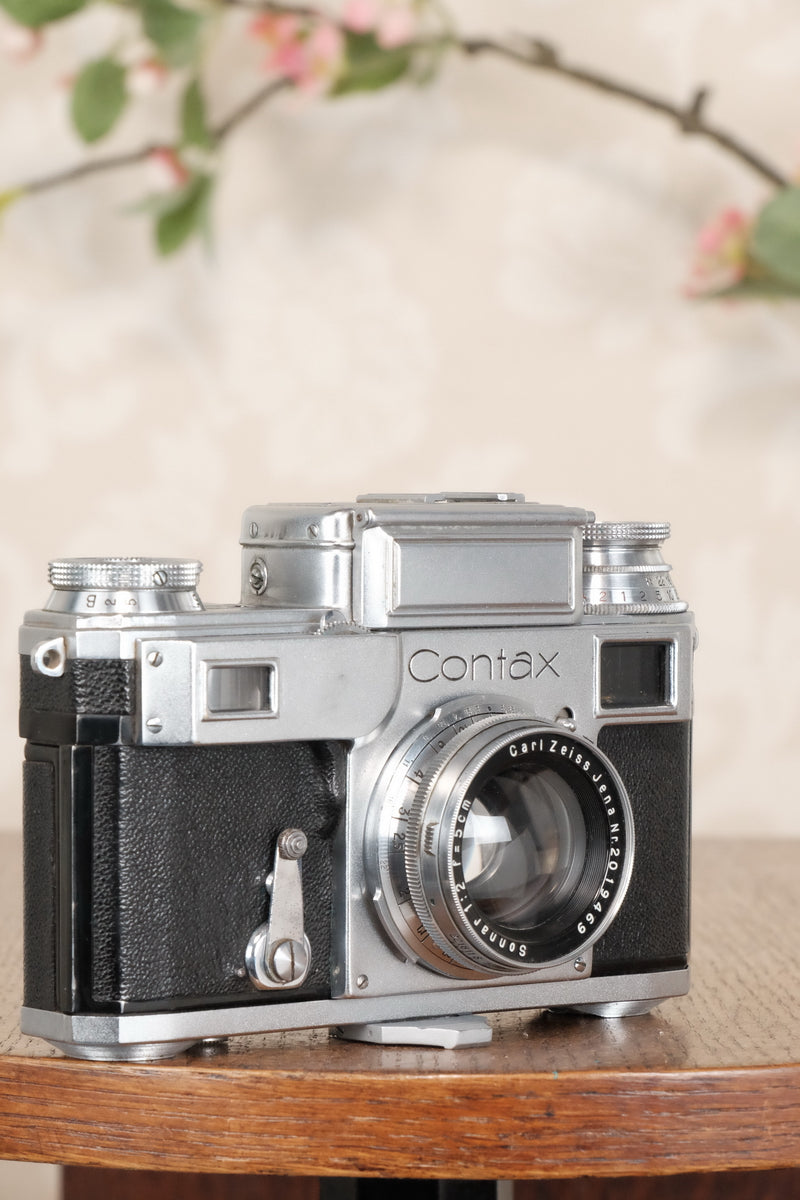 1937 Zeiss Ikon Contax, 35mm coupled rangefinder, with Sonnar lens, CLA'd, Freshly Serviced! - Zeiss-Ikon- Petrakla Classic Cameras