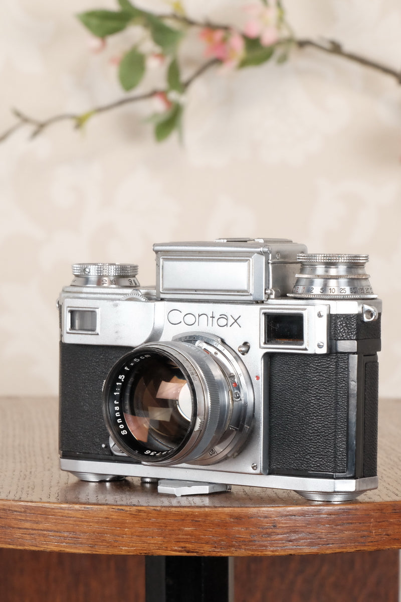 1940 Zeiss Ikon Contax with a 1.5/50mm T coated Sonnar. CLA'd, Freshly Serviced! - Zeiss-Ikon- Petrakla Classic Cameras