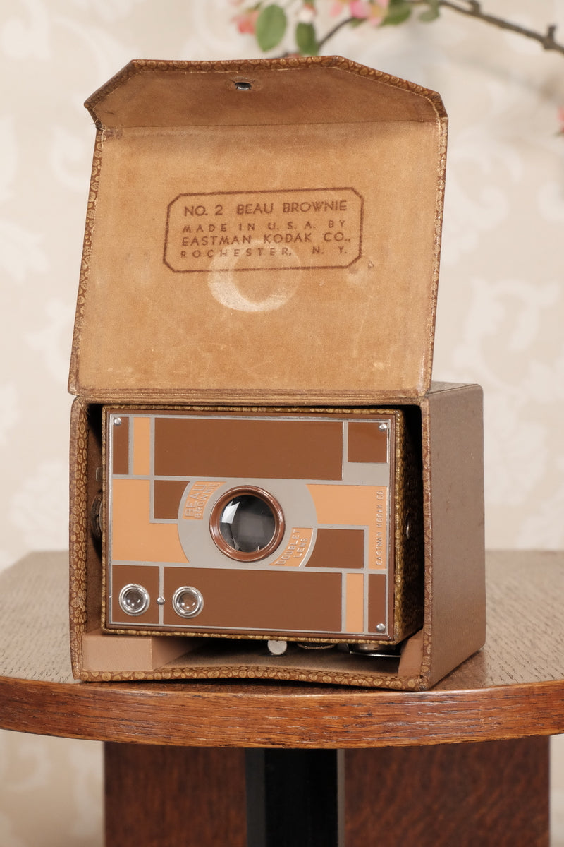 Superb! 1932 Art Deco Beau Brownie with its desirable original matching case, CLA'd, Freshly Serviced! - Kodak- Petrakla Classic Cameras