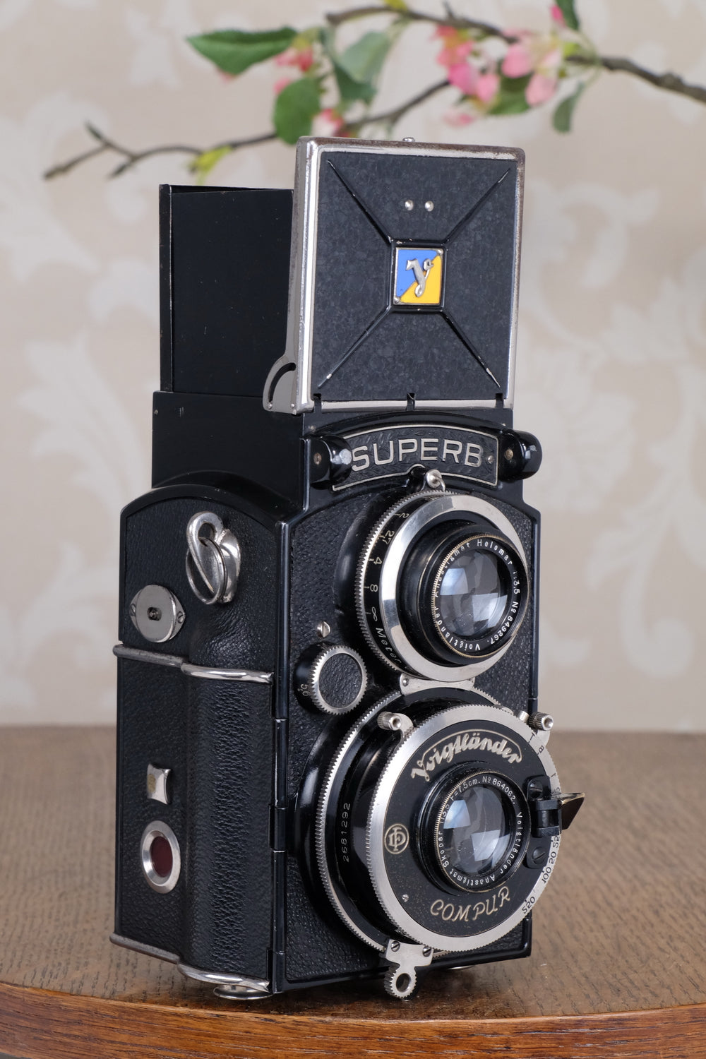 1934 Voigtlander 6x6 Superb TLR, the desirable model with “big ears”, with new surface coated mirror, CLA’d, Freshly Serviced!