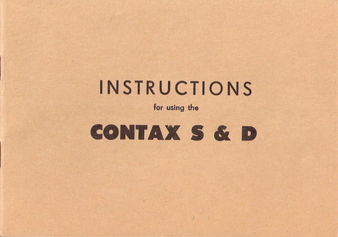 Instructions for using the Contax S & D, English, (original) Free Shipping! - Zeiss-Ikon- Petrakla Classic Cameras