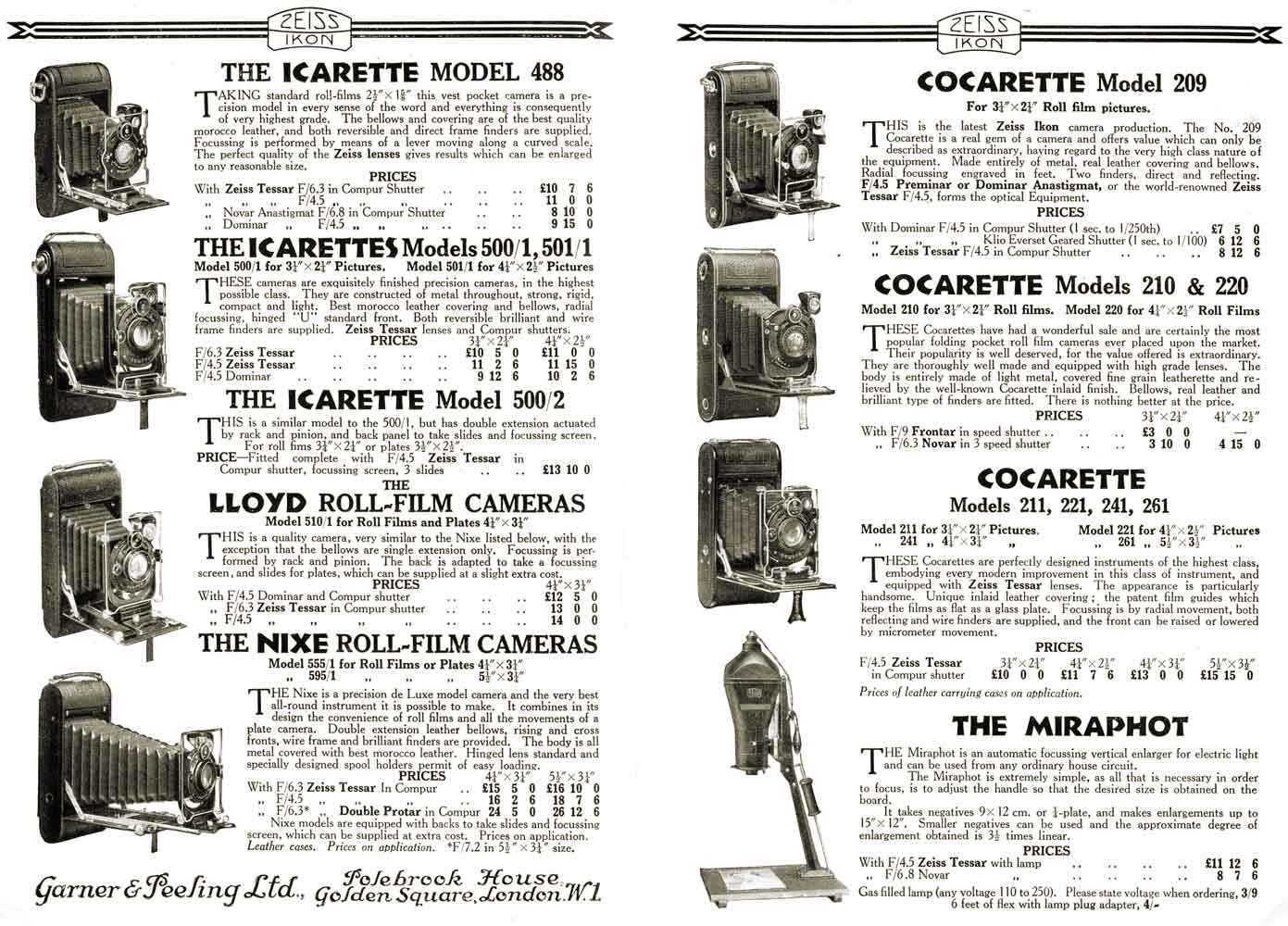 Zeiss-Ikon Ad: Icarette, Cocarette...(JPG) - Zeiss-Ikon- Petrakla Classic Cameras