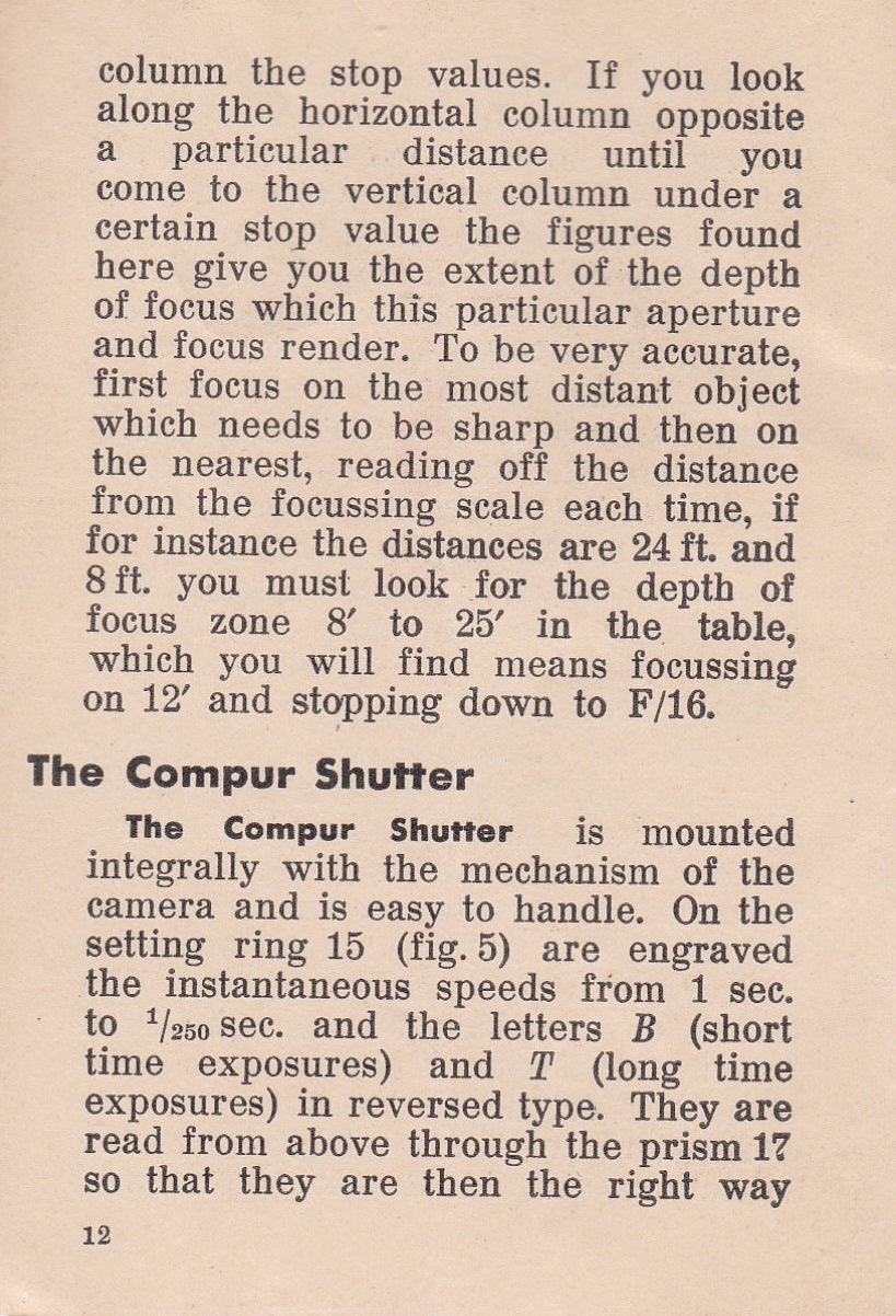 Voigtlander Superb Instruction book (original).