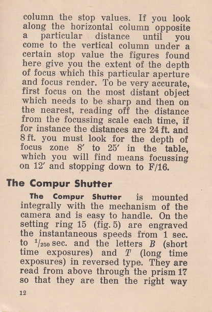 Voigtlander Superb Instruction book (original).