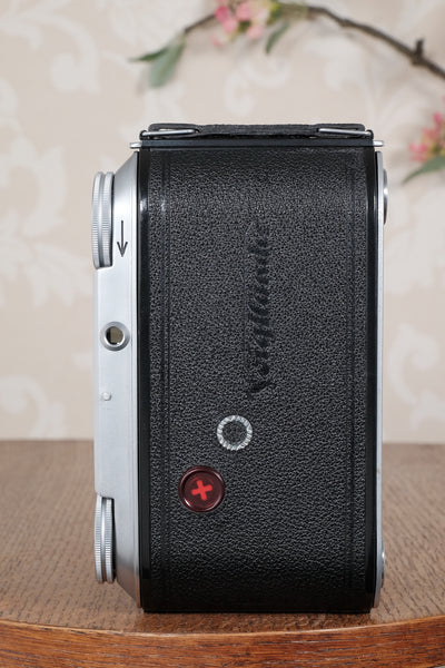 Near Mint! 1950 Voigtlander 6x9 Bessa II with Color-Skopar lens and original leather case. Freshly serviced, CLA'd