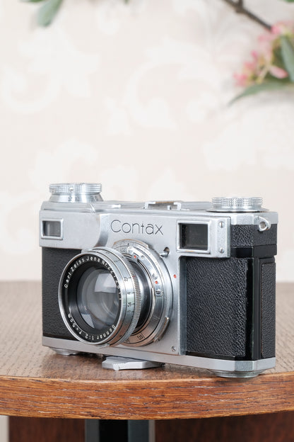 Superb! 1938 Zeiss Ikon Contax II Body and 50mm Zeiss Sonnar lens, CLA'd, Freshly Serviced!