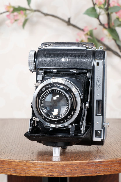 Rare! Near Mint 1938 Balda Baldaxette II, 6x6 Coupled Rangefinder camera, Tessar lens. Freshly Serviced!, CLA'd