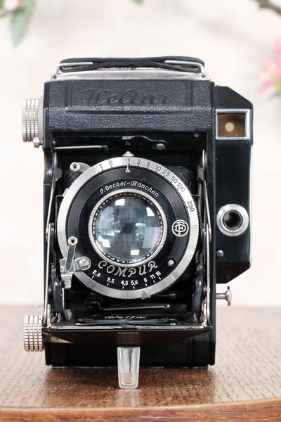 MINT! 1936 Rare Black Welta Weltur 6x4.5 Coupled Rangefinder Camera. Freshly Serviced! CLA'd