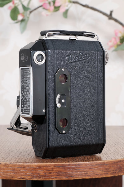 MINT! 1936 Rare Black Welta Weltur 6x4.5 Coupled Rangefinder Camera. Freshly Serviced! CLA'd