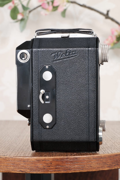 MINT! 1936 Rare Black Welta Weltur 6x4.5 Coupled Rangefinder Camera. Freshly Serviced! CLA'd