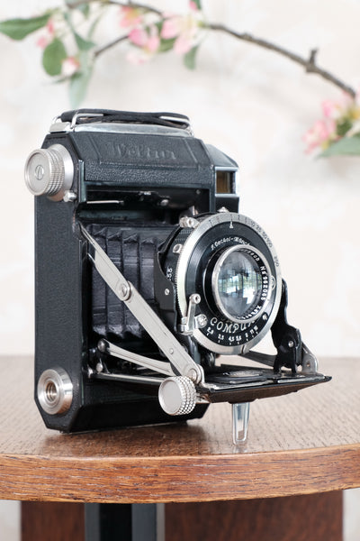 MINT! 1936 Rare Black Welta Weltur 6x4.5 Coupled Rangefinder Camera. Freshly Serviced! CLA'd