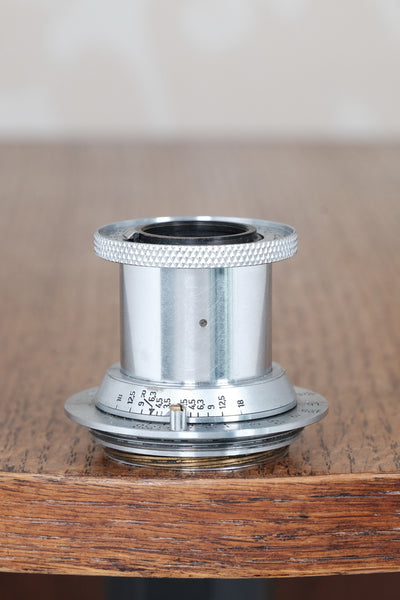 Superb Coated 1938 Leitz Elmar 3.5/50mm Elmar lens.