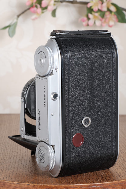Near Mint! 1952 Voigtlander 6x9 Bessa II with Color-Skopar lens & original leather case. Freshly Serviced, CLA'd.