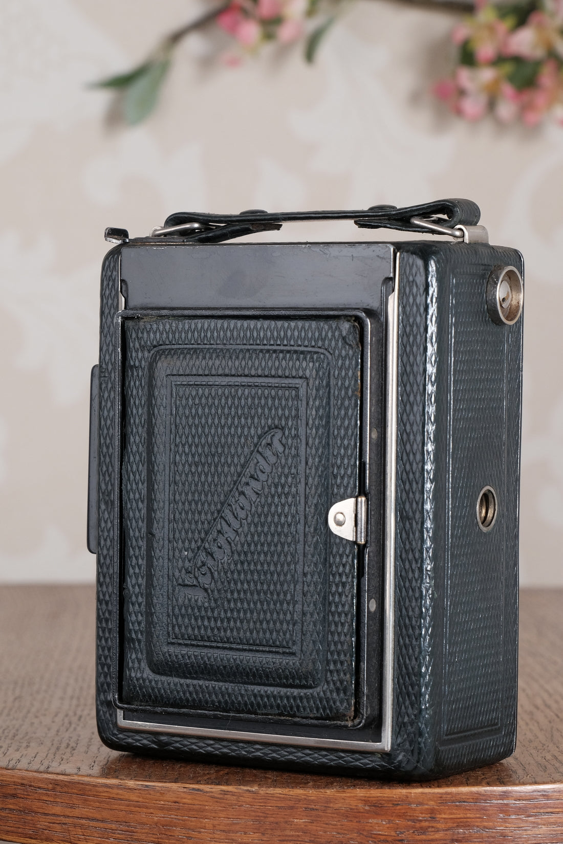 Rare Green Voigtlander 1934 Bergheil (DeLuxe) Camera with 120mm Heliar lens & leather case! Freshly serviced, CLA'd!