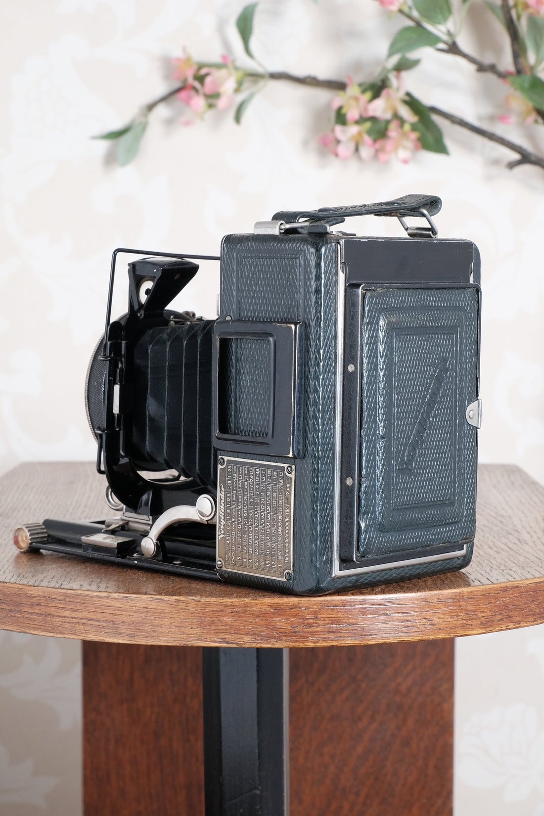 Rare Green Voigtlander 1934 Bergheil (DeLuxe) Camera with 120mm Heliar lens & leather case! Freshly serviced, CLA'd!