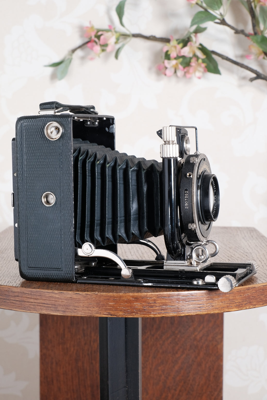 Rare Green Voigtlander 1934 Bergheil (DeLuxe) Camera with 120mm Heliar lens & leather case! Freshly serviced, CLA'd!