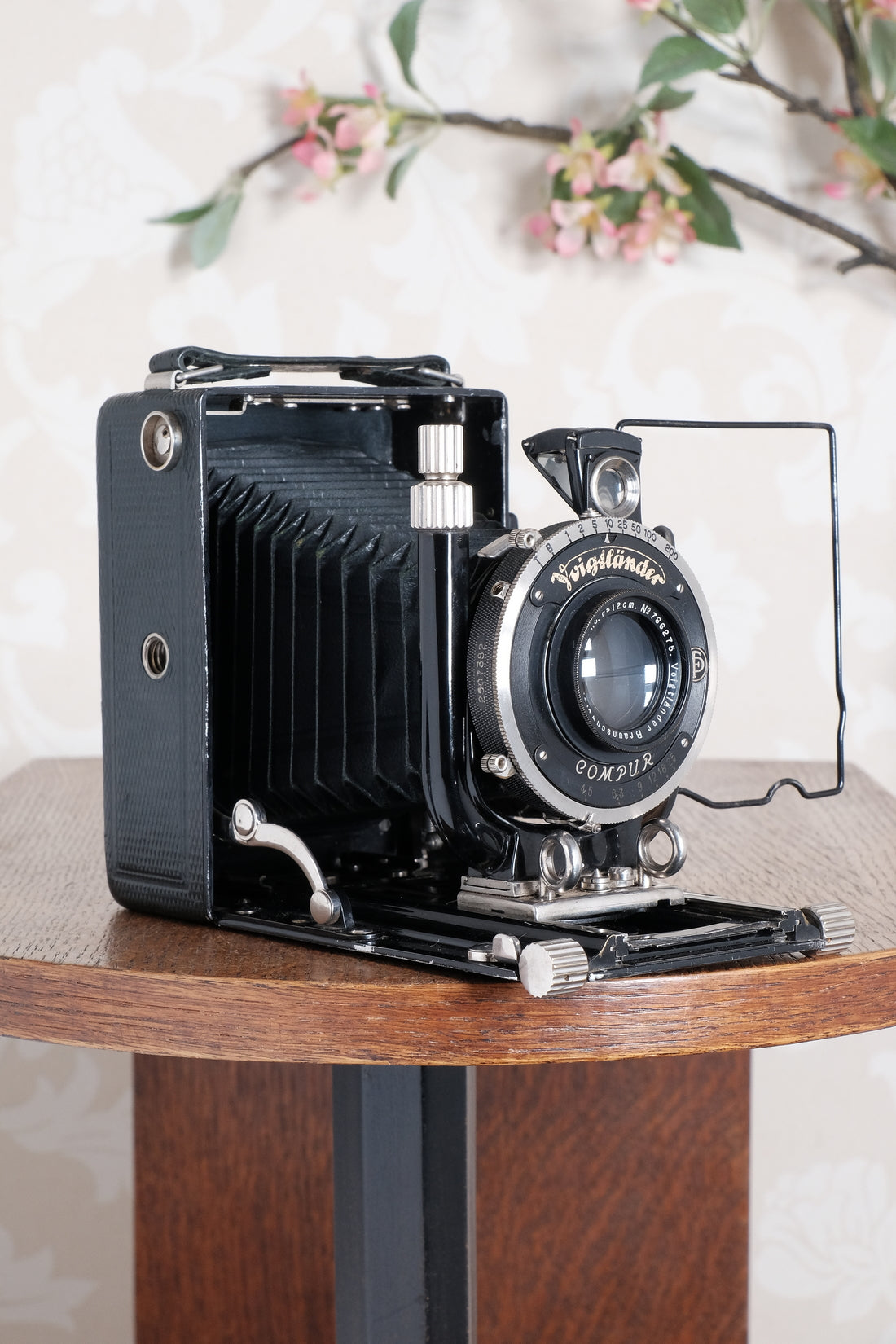 Rare Green Voigtlander 1934 Bergheil (DeLuxe) Camera with 120mm Heliar lens & leather case! Freshly serviced, CLA'd!