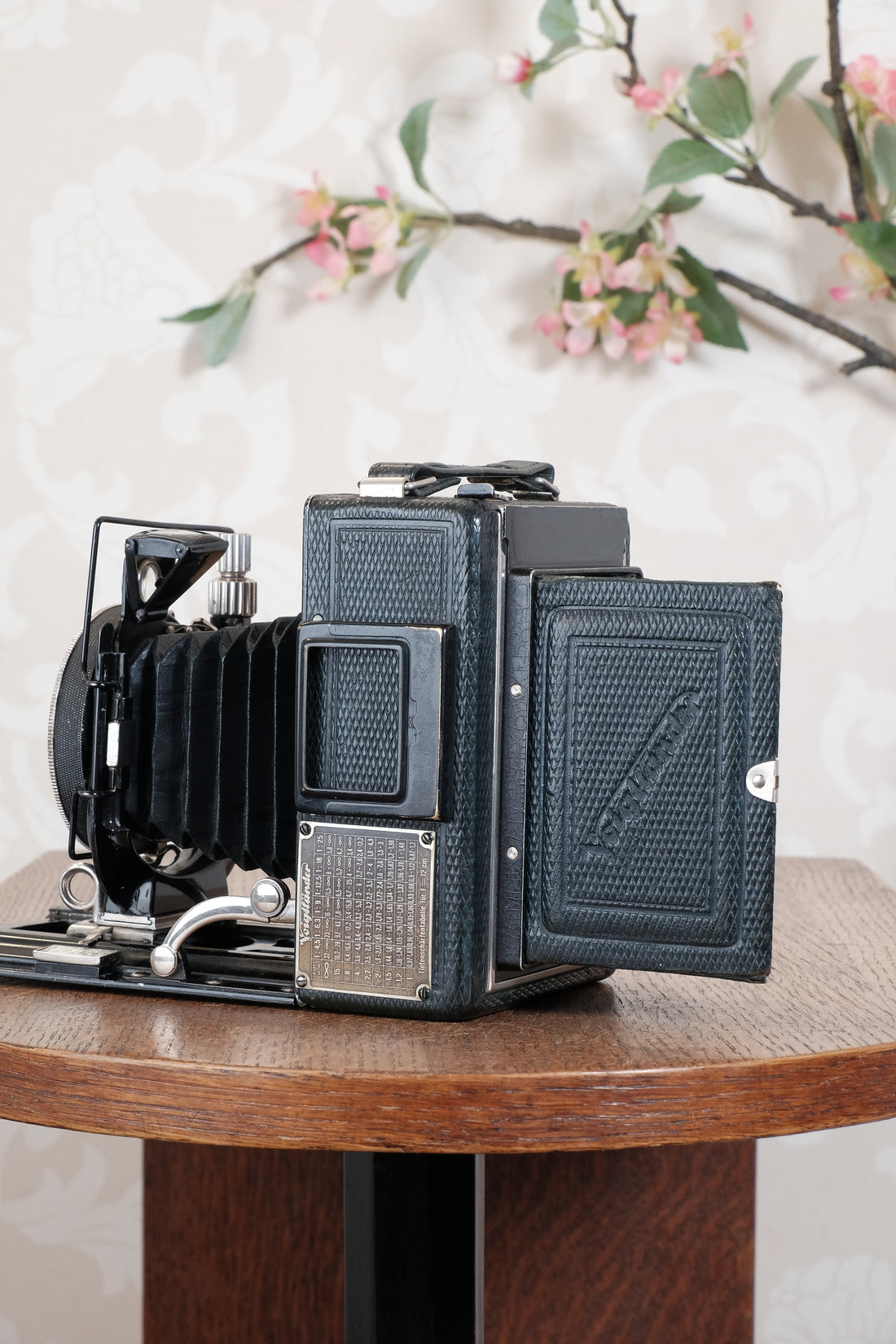 Rare Green Voigtlander 1934 Bergheil (DeLuxe) Camera with 120mm Heliar lens & leather case! Freshly serviced, CLA'd!