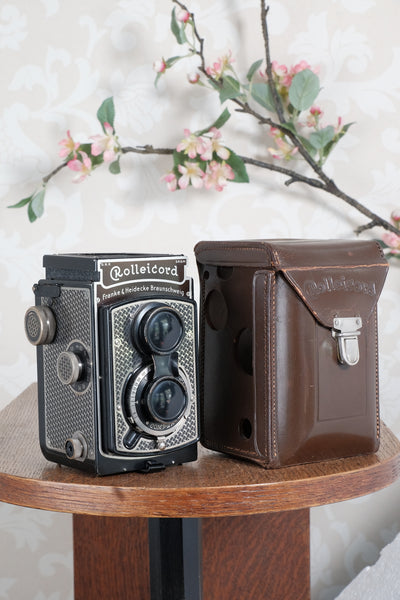 Superb! 1936 Art-Deco Nickel-plated Rolleicord with original case, CLA’d, Freshly Serviced!