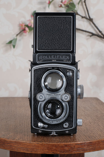 Superb! 1938 Rolleiflex Automat with original leather case, Freshly Serviced, CLA’d!