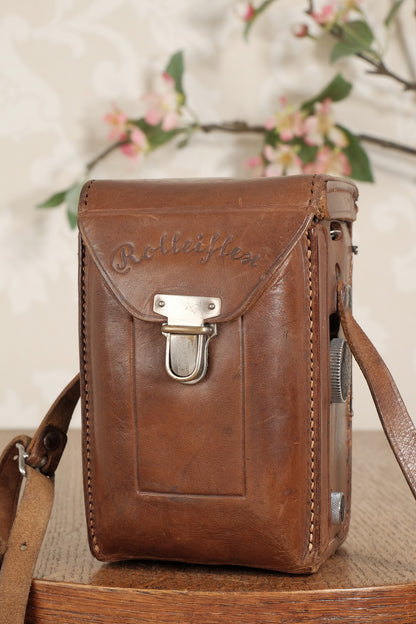 Superb! 1938 Rolleiflex Automat with original leather case, Freshly Serviced, CLA’d!