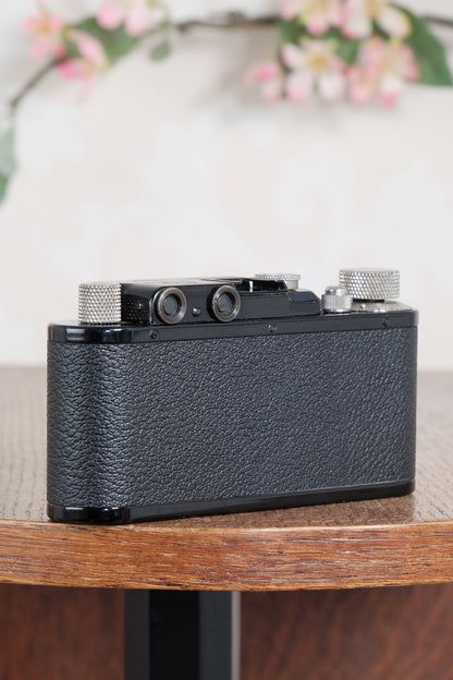 Superb! 1934 BLACK LEITZ LEICA II with nickel fittings & nickel Elmar lens.  Freshly Serviced CLA'd!