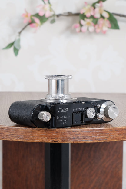 Superb! 1934 BLACK LEITZ LEICA II with nickel fittings & nickel Elmar lens.  Freshly Serviced CLA'd!