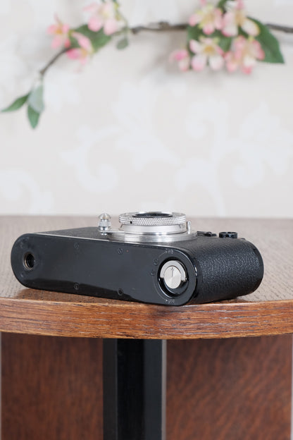 Superb! 1934 BLACK LEITZ LEICA II with nickel fittings & nickel Elmar lens.  Freshly Serviced CLA'd!