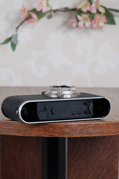 Superb! 1934 BLACK LEITZ LEICA II with nickel fittings & nickel Elmar lens.  Freshly Serviced CLA'd!