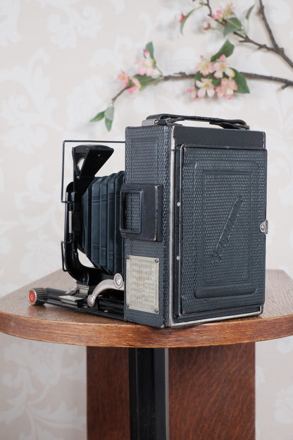 Rare Green Voigtlander 1934 Bergheil (DeLuxe) Camera with Heliar lens and roll-film back. Freshly serviced, CLA'd!