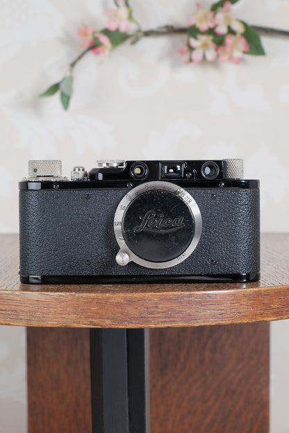 Near mint! 1933 BLACK LEITZ LEICA II with Nickel Elmar lens.  Freshly Serviced CLA'd! - Leitz- Petrakla Classic Cameras
