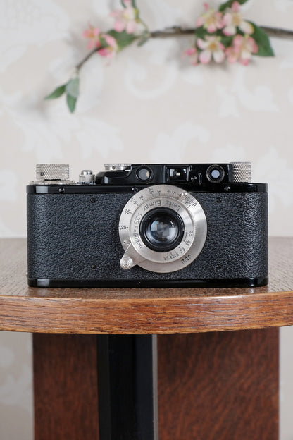 Near mint! 1933 BLACK LEITZ LEICA II with Nickel Elmar lens.  Freshly Serviced CLA'd! - Leitz- Petrakla Classic Cameras