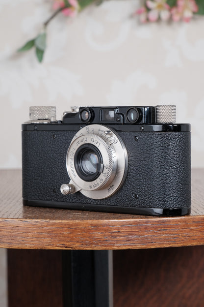 Near mint! 1933 BLACK LEITZ LEICA II with Nickel Elmar lens.  Freshly Serviced CLA'd! - Leitz- Petrakla Classic Cameras