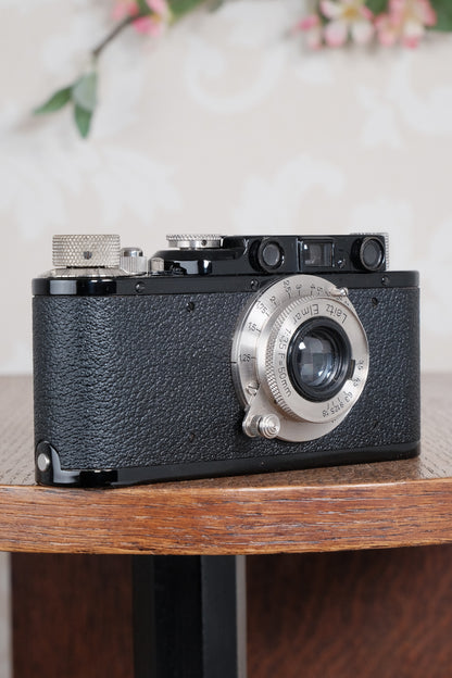 Near mint! 1933 BLACK LEITZ LEICA II with Nickel Elmar lens.  Freshly Serviced CLA'd! - Leitz- Petrakla Classic Cameras