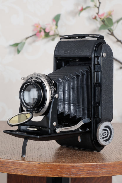 Near Mint! 1936 Voigtlander 6x9 Black Bessa rangefinder with Heliar lens! Freshly Serviced, CLA'd. - Voigtlander- Petrakla Classic Cameras