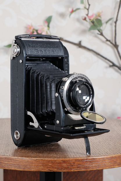 Near Mint! 1936 Voigtlander 6x9 Black Bessa rangefinder with Heliar lens! Freshly Serviced, CLA'd. - Voigtlander- Petrakla Classic Cameras