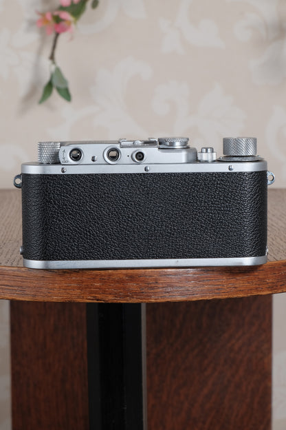 Superb! 1939 LEITZ LEICA IIIa with Elmar lens, case and spool. Freshly Serviced CLA'd! - Leitz- Petrakla Classic Cameras