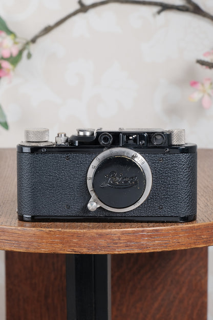 Superb! 1932 BLACK LEITZ LEICA II with Nickel Elmar lens.  Freshly Serviced CLA'd! - Leitz- Petrakla Classic Cameras