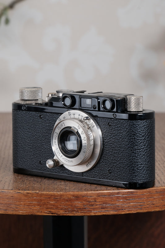 Superb! 1932 BLACK LEITZ LEICA II with Nickel Elmar lens.  Freshly Serviced CLA'd!