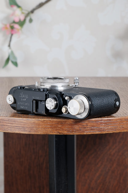 Superb! 1932 BLACK LEITZ LEICA II with Nickel Elmar lens.  Freshly Serviced CLA'd! - Leitz- Petrakla Classic Cameras