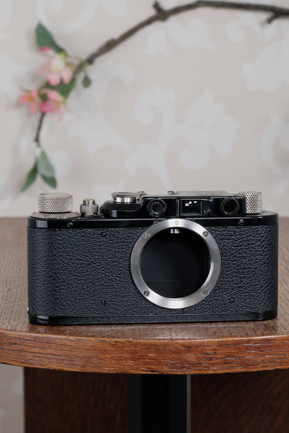 Superb! 1932 BLACK LEITZ LEICA II with Nickel Elmar lens.  Freshly Serviced CLA'd! - Leitz- Petrakla Classic Cameras