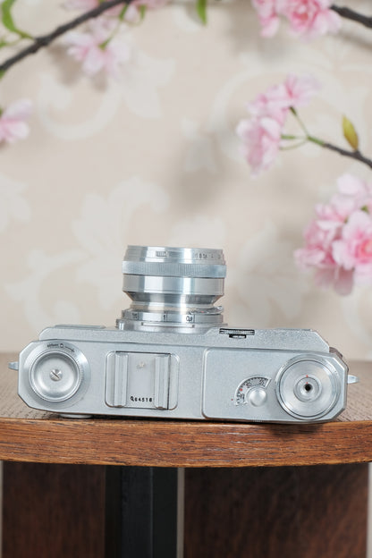 Near Mint! WWII 1943 Zeiss Ikon Contax II with “T” coated f1.5/50 Sonnar lens. CLA'd, Freshly Serviced!
