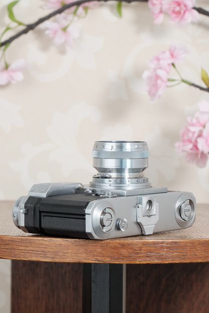 Near Mint! WWII 1943 Zeiss Ikon Contax II with “T” coated f1.5/50 Sonnar lens. CLA'd, Freshly Serviced!