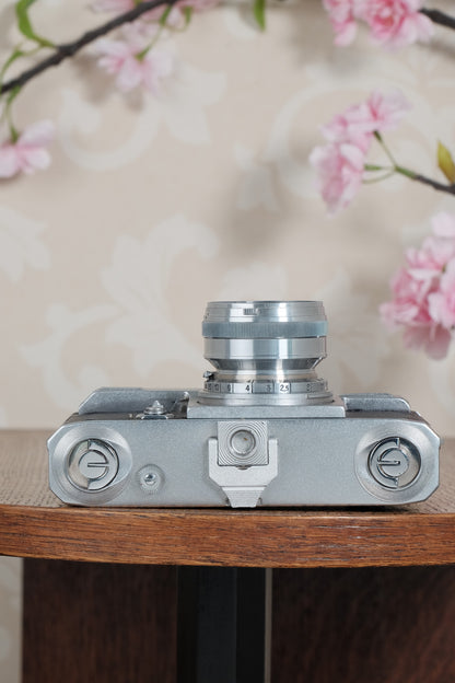 Near Mint! WWII 1943 Zeiss Ikon Contax II with “T” coated f1.5/50 Sonnar lens. CLA'd, Freshly Serviced!
