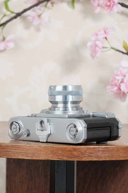 Near Mint! WWII 1943 Zeiss Ikon Contax II with “T” coated f1.5/50 Sonnar lens. CLA'd, Freshly Serviced!