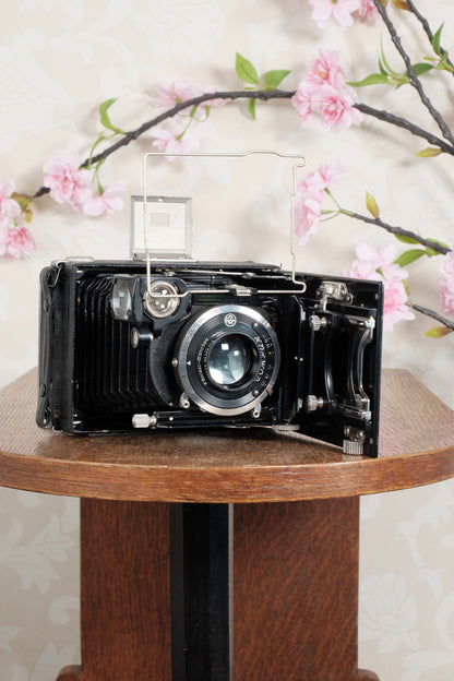 Superb! 1930 plate camera with a great f3.8/105mm Schneider Xenar lens & 120 roll film back. Freshly serviced CLA’d